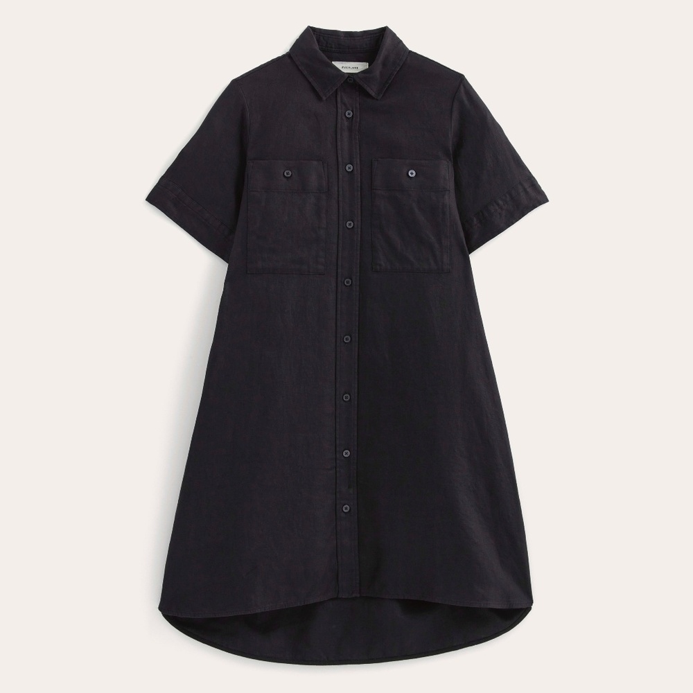 Everlane Black Button-Front Shirt Dress